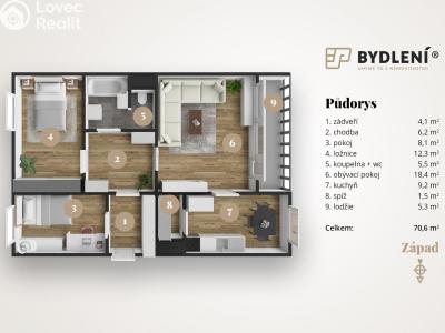 Prodej bytu 3+1 Teplice, Krušnohorská č. 1