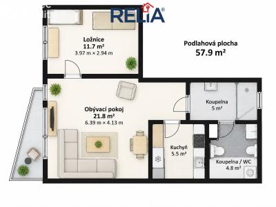 Аренда квартиры 2+KK Liberec, Lípová č. 13