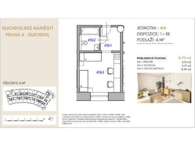 Pronájem atypického bytu Praha, Suchdolské náměstí č. 11