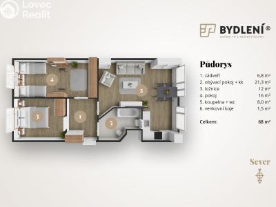 Pronájem bytu 3+1 Most, Javorová 3104 č. 4