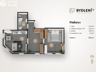 Pronájem bytu 3+KK Teplice, Havlíčkova č. 15