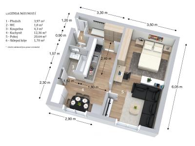 Продажа квартиры 1+1 Brno, Novoměstská č. 17