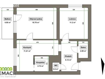 Rent apartment 2+1 Uherský Brod, Šaripova 1802 č. 1