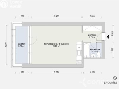 Prodej bytu 1+KK Praha, Spojařů 1254 č. 18