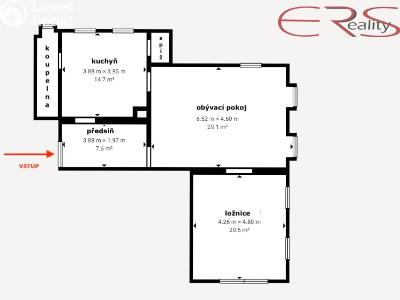Rent apartment 2+1 Jablonec nad Nisou, U Jeslí č. 12