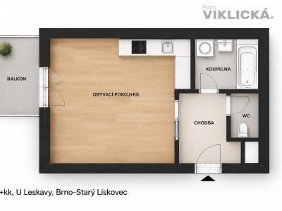 Pronájem bytu 1+KK Brno, U Leskavy 103 č. 12