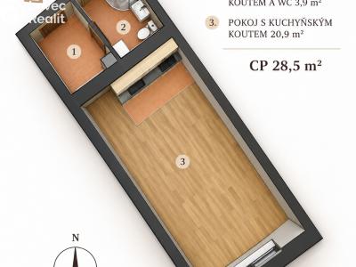 Продажа квартиры 1+KK Brno, Božetěchova č. 4