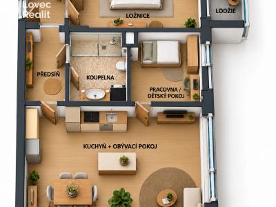 Sale apartment 3+KK Pardubice, nábřeží Závodu míru č. 7