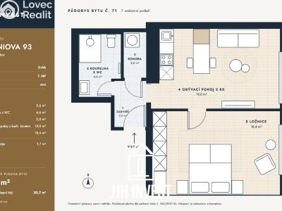 Sale apartment 2+KK Praha, Jeseniova č. 4