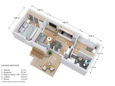 Pronájem bytu 2+KK Brno, Březová č. 12