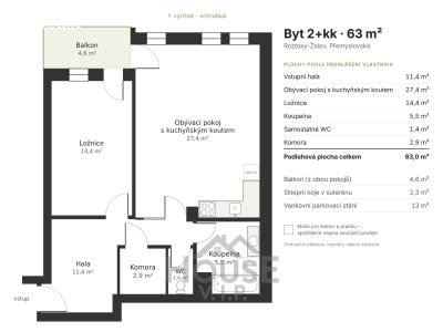 Sale apartment 2+KK Roztoky, Přemyslovská č. 21