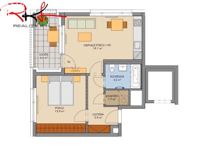Sale apartment 2+KK Praha, náměstí Olgy Scheinpflugové č. 2