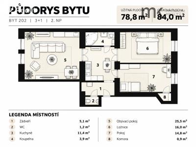Продаж квартири 3+1 Praha, Hartigova č. 10
