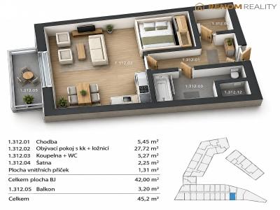 Pronájem bytu 1+KK Olomouc, Wolkerova č. 23