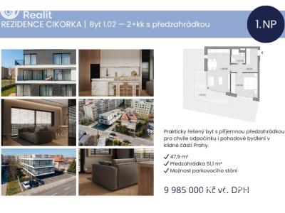 Prodej bytu 2+KK Praha, Na Cikorce č. 2