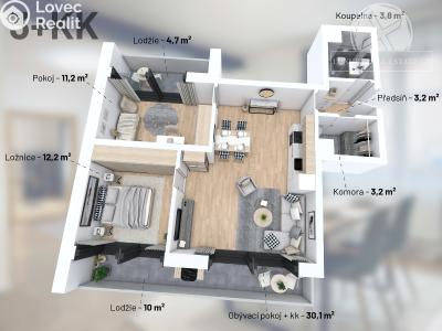 Sale apartment 3+KK Praha, V Předním Hloubětíně č. 14