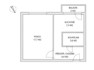 Продаж квартири 1+1 Kladno, Finská 2261 č. 16