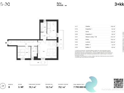Sale apartment 3+KK České Budějovice č. 4