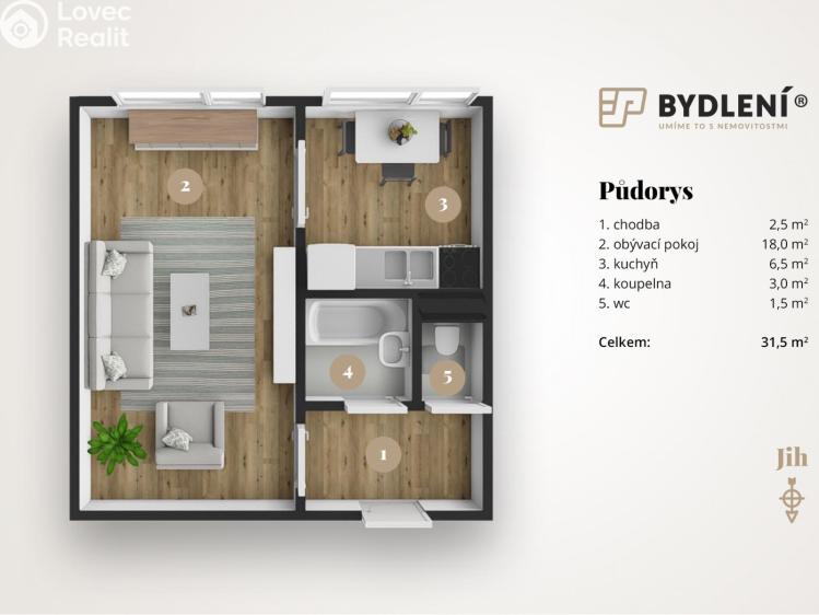 Оренда квартири 2+KK Most, Javorová 3102 č. 1
