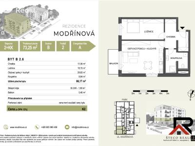 Аренда квартиры 2+KK Třebíč, Modřínová 493 č. 15