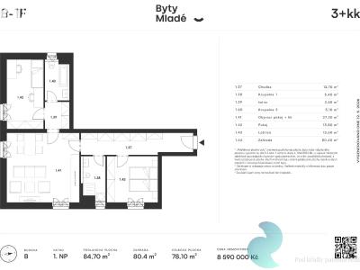 Sale apartment 3+KK České Budějovice č. 5