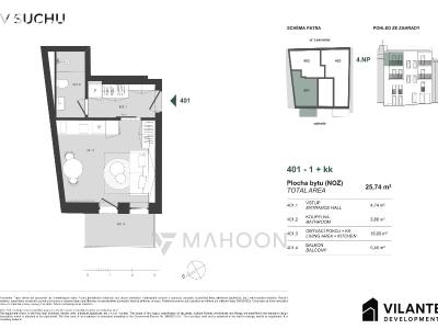 Sale apartment 1+KK České Budějovice, Ledenická č. 4