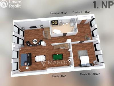 Rent apartment 3+KK Praha, Křížová č. 32