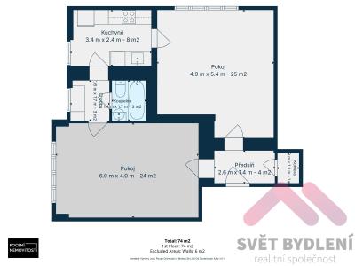 Rent apartment 2+1 Praha, U smaltovny č. 20