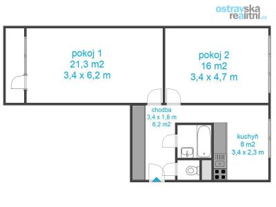 Prodej bytu 2+1 Ostrava, Průkopnická č. 10