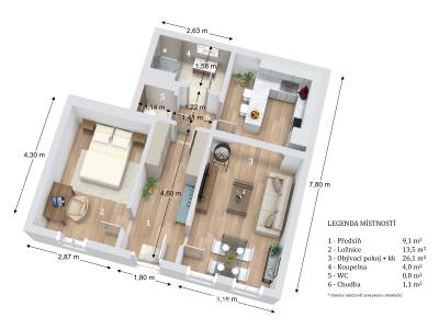 Sale apartment 2+KK Brno, Údolní č. 19