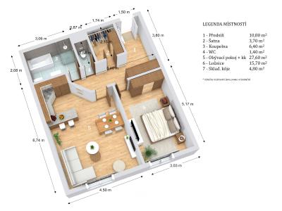 Sale apartment 2+KK Brno, Lidická č. 18