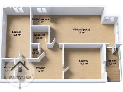 Sale apartment 3+KK Praha, Mladých Běchovic 2 č. 17