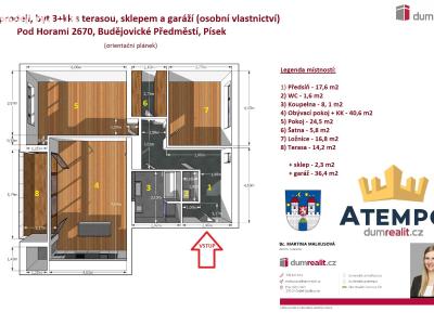Sale apartment 3+KK Písek, Pod Horami č. 5